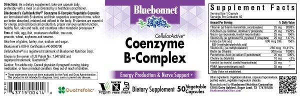 Bluebonnet - Coenzyme B-Complex - 50 Veg Capsules