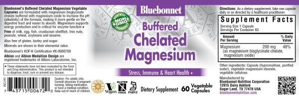 Bluebonnet - Buffered Chelated Magnesium - 60 Veg Capsules