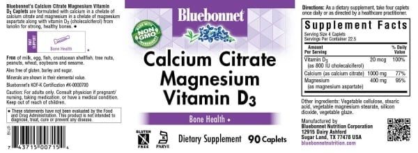Bluebonnet - Calcium Citrate Magnesium Plus Vitamin D3 - 90 Capsules