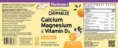 Bluebonnet - Earthsweet Chewables Calcium Magnesium &amp; Vitamin D3 Vanilla - 90 Tablets