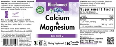 Bluebonnet - Calcium Plus Magnesium - 180 Veg Capsules