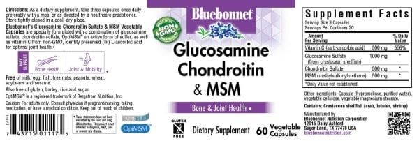 Bluebonnet - Glucosamine Chondroitin with MSM - 60 Capsules