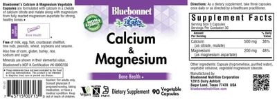Bluebonnet - Calcium Plus Magnesium - 90 Veg Capsules