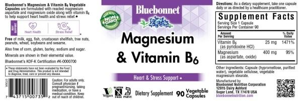 Bluebonnet - Magnesium Plus B-6 - 90 Veg Capsules