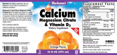 Bluebonnet - Liquid Calcium Magnesium Citrate Plus Vitamin D3 Natural Orange - 17 oz