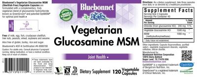 Bluebonnet - Veg Glucosamine MSM - 120 Veg Capsules