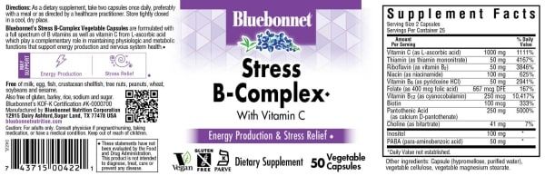 Bluebonnet - Stress B-Complex - 50 Veg Capsules