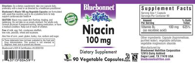 Bluebonnet - Niacin 100 mg - 90 Veg Capsules