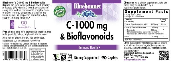 Bluebonnet - Vitamin C 1000 mg Plus Bioflavonoids - 90 Capsules