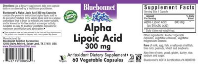 Bluebonnet - Alpha Lipoic Acid 300 mg - 60 Veg Capsules