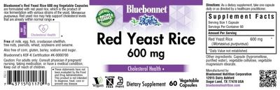 Bluebonnet - Red Yeast Rice 600 mg - 60 Veg Capsules