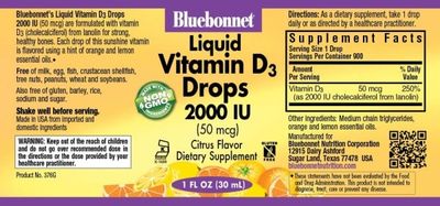 Bluebonnet - Liquid Vitamin D3 Drops Natural Citrus - 1 oz