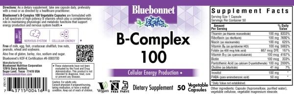 Bluebonnet - B-Complex 100 - 50 Veg Capsules