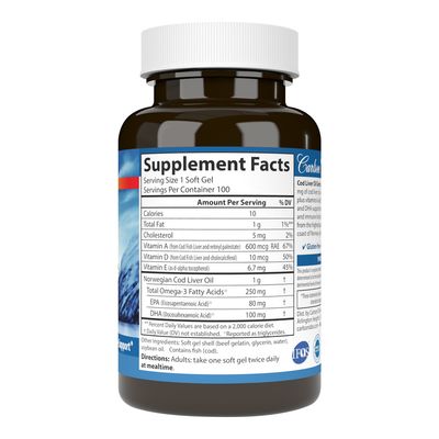 Carlson - Cod Liver Oil Gems Super 1000 - 100 Softgels