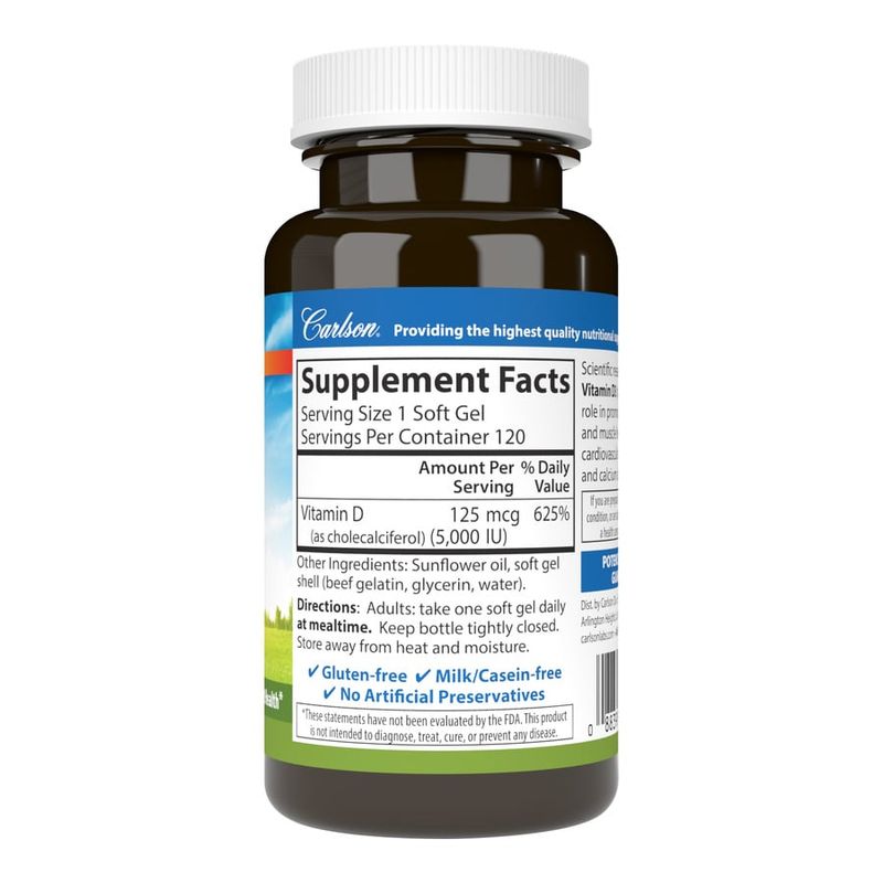 Carlson - Vitamin D3 5000 IU - 120 Softgels