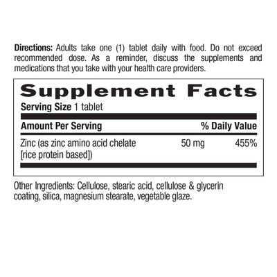 Country Life - Chelated Zinc 50 mg - 100 Tablets