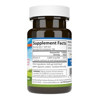 Carlson - Vitamin A 10,000 IU - 100 Softgels