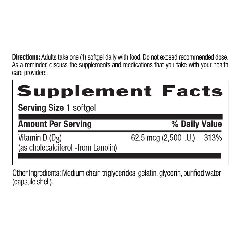 Country Life - Vitamin D3 2500 IU - 60 Softgels