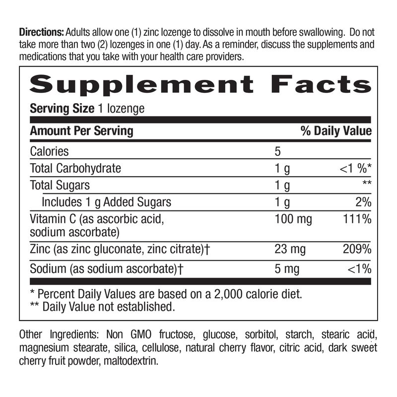 Country Life - Zinc Lozenges With Vitamin C Cherry - 60 Tablets