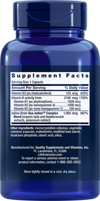Life Extension - Vitamin D W Sea-Iodine &amp; Vitamin K2 - 60 Capsules