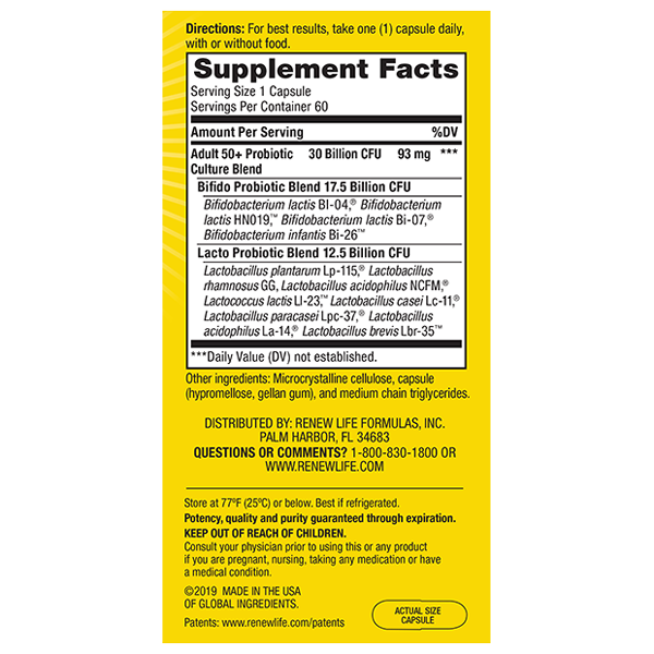 Renew Life - Adult 50+ Ultimate Flora Probiotic - 60 Capsules