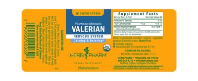 Herb Pharm - Valerian Alcohol Free Glycerite - 1 oz