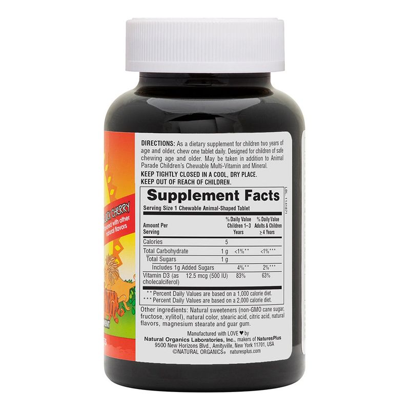 Natures Plus - Animal Parade Vit D3 500 IU Chewable - 90 count