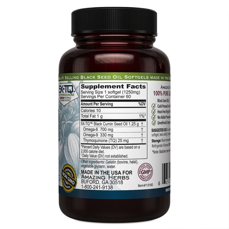 Amazing Herbs - Black Seed Oil Capsules - 60 Capsules