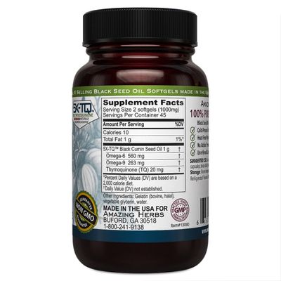 Amazing Herbs - Black Seed Oil - 90 Capsules