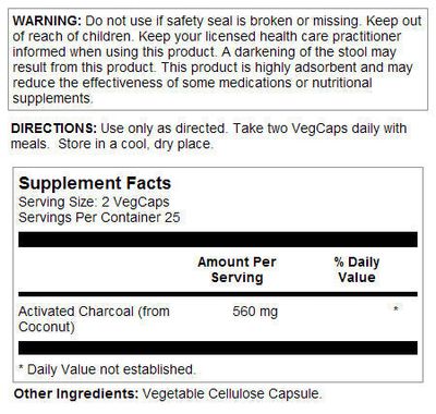 Kal - Charcoal Activated - 100 Capsules