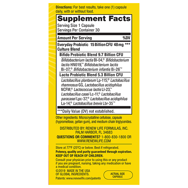 Renew Life - Everyday Probiotic 15B - 30 Capsules