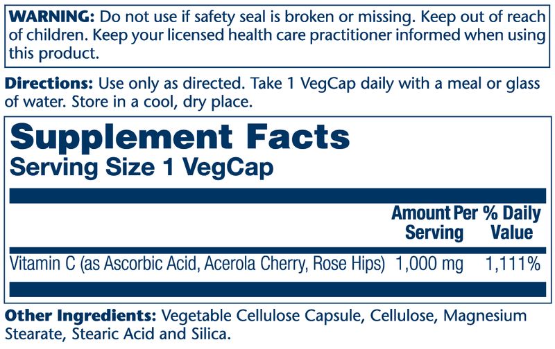 Solaray - Vitamin C w Rose Hips Timed-Release 1000mg - 100 VegeCap