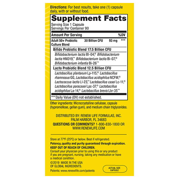 Renew Life - Adult 50+ Probiotic - 90 Capsules