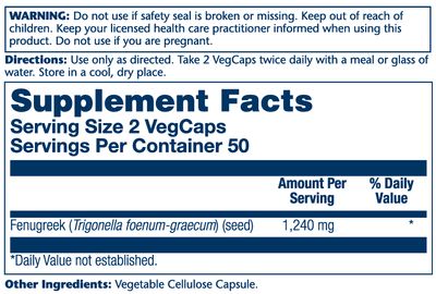 Solaray - Fenugreek Seed - 100 Capsules
