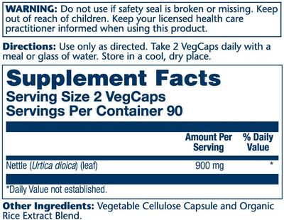 Solaray - Nettle Leaves - 180 Capsules