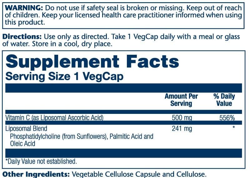 Solaray - Liposomal Vitamin C 500 mg - 100 Veg Capsules