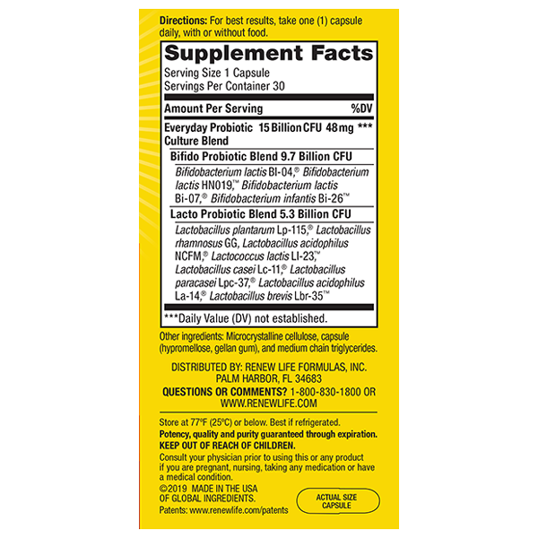 Renew Life - Everyday Probiotic 15B - 60 Veg Capsules