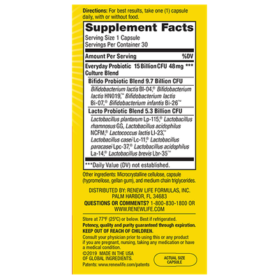 Renew Life - Everyday Probiotic 15B - 60 Veg Capsules