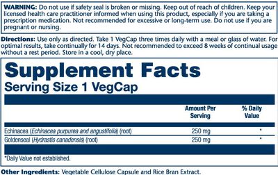 Solaray - Echinacea Goldenseal - 100 Capsules