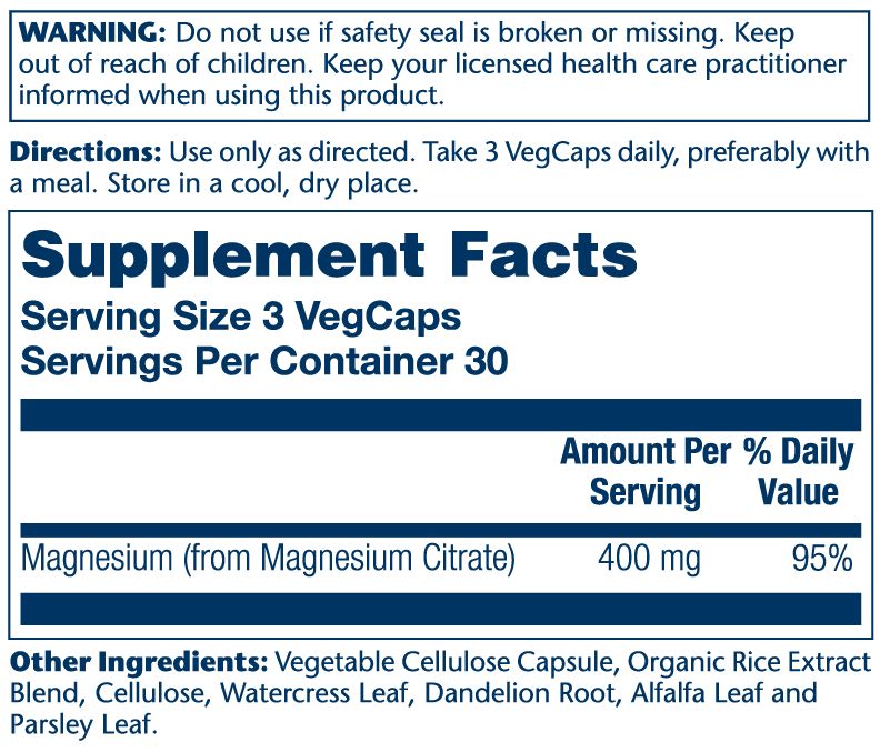 Solaray - Magnesium Citrate 400 mg - 90 Capsules