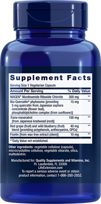 Life Extension - NAD + Resveratrol 300 mg - 30 Veg Capsules