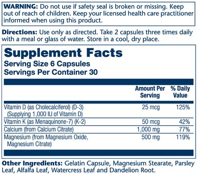 Solaray - Cal-Mag Citrate Plus D3 K2 - 180 Capsules