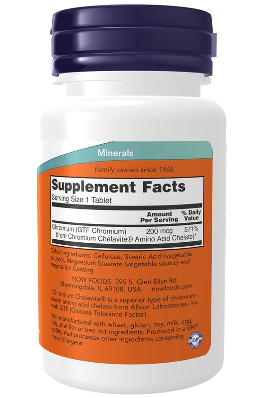 Now - GTF Chromium 200 mcg - 100 Tablets