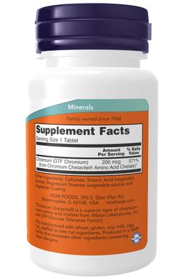 Now - GTF Chromium 200 mcg - 100 Tablets