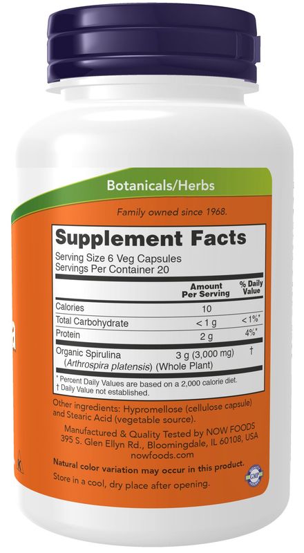 Now - Spirulina 500 mg - 120 Veg Capsules