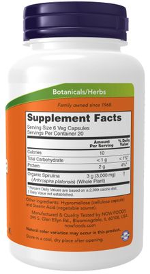 Now - Spirulina 500 mg - 120 Veg Capsules
