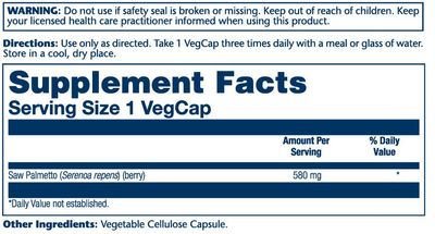 Solaray - Saw Palmetto Berries - 180 Capsules