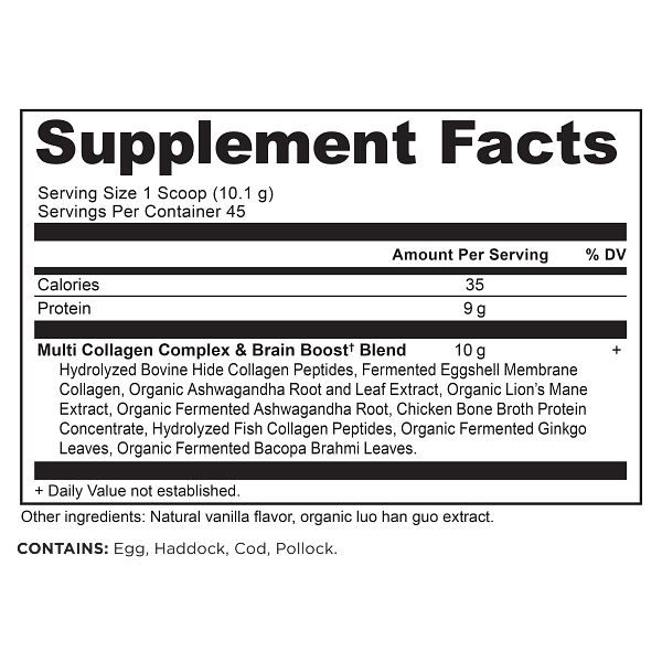 Ancient Nutrition - Multi Collagen Protein Brain Boost Vanilla - 454g