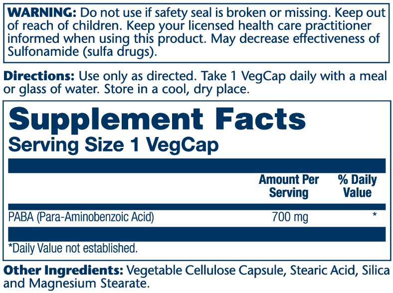 Solaray - Two-Stgd Timed-Rl Paba 700 mg - 100 Capsules