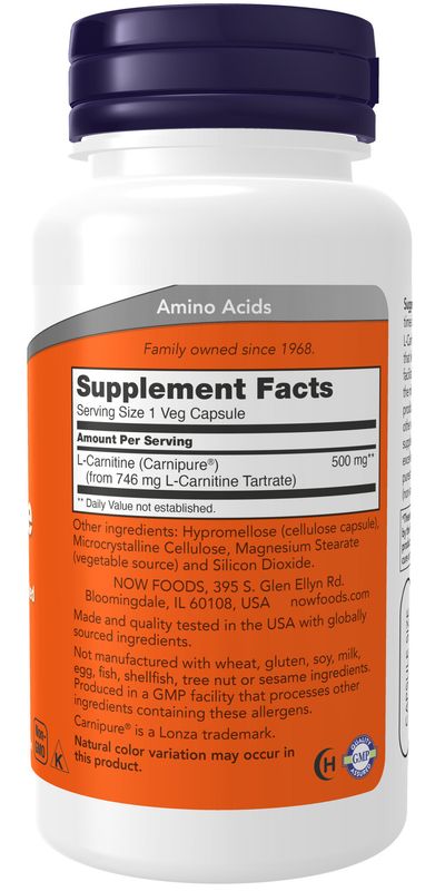 Now - Carnitine 500mg - 60 Capsules